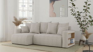 Rohová sedačka Solina (mliečna) (L)