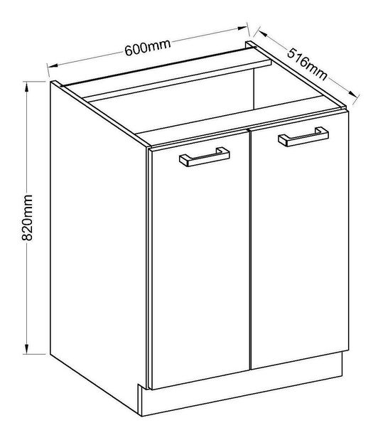 Dolná kuchynská skrinka Edris 60 D 2F BB (biela)
