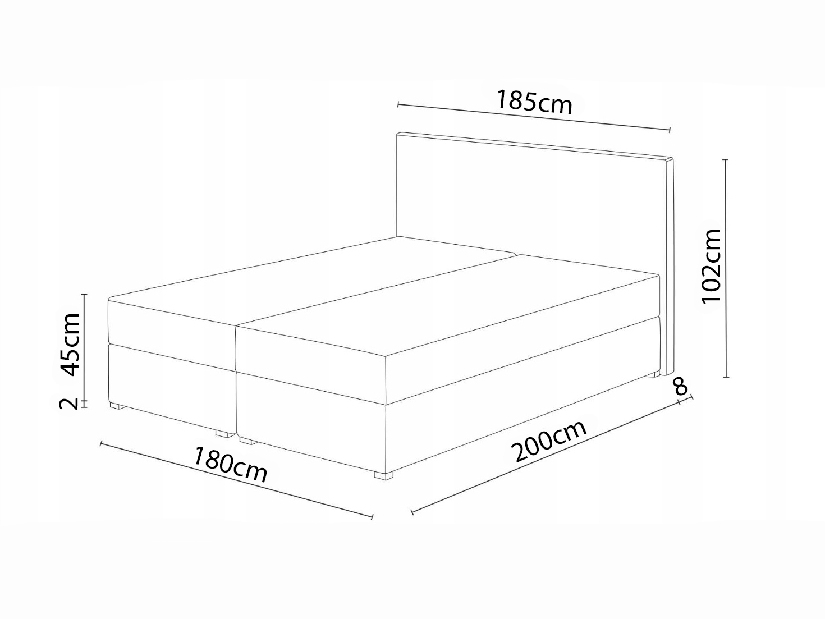 Manželská posteľ Boxspring 180x200 cm Mimosa (s roštom a matracom) (čierna + tmavosivá) *výpredaj