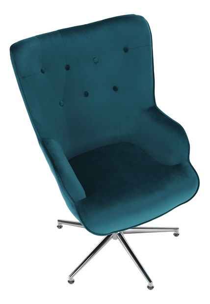 Dizajnové kreslo Canary Bird (tyrkysová + chróm)