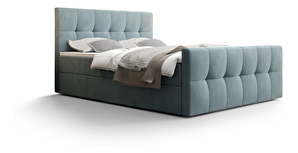 Bračni krevet  Boxspring 160 cm Macheta (sivo plava) (s madracem i prostorom za odlaganje)