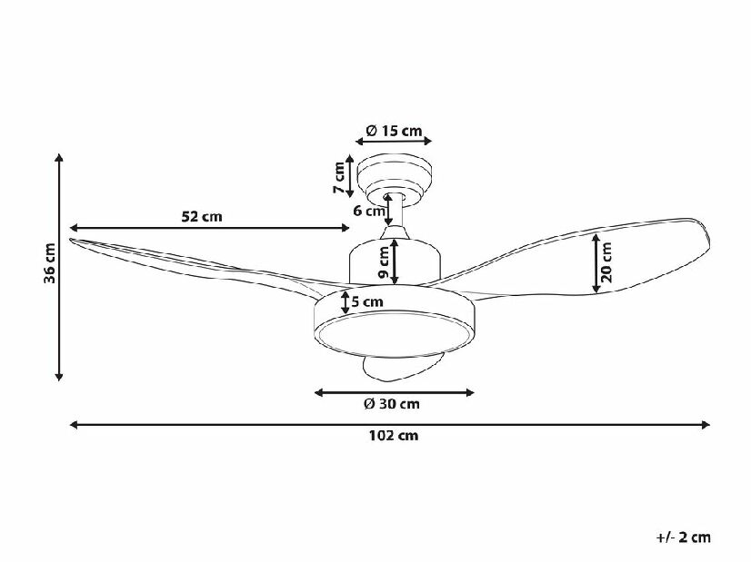 Ventilator de tavan cu iluminat Brunilda (argintiu)