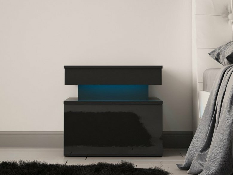 Éjjeli szekrény Lestirola 1S (fekete + fényes fekete) *kiárusítás