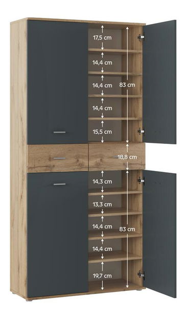 Cipőtároló (cipősszekrény) Variacion (wotan tölgy + grafit)