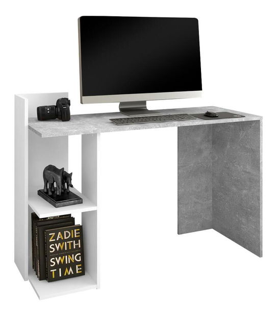 PC asztal Alamein (beton + fehér) 