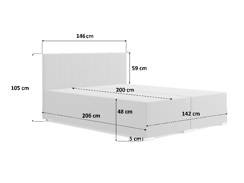 Manželská postel Elam 140 cm (tmavosivá) (s taštičkovými pružinami a úl. priestorom)