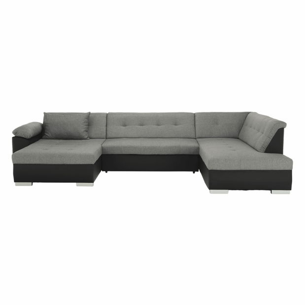 Rohová sedačka U Lenona (čierna + svetlosivá) (P)