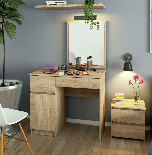 Masă de toaletă Parijat (Stejar sonoma) (cu oglindă) (S)