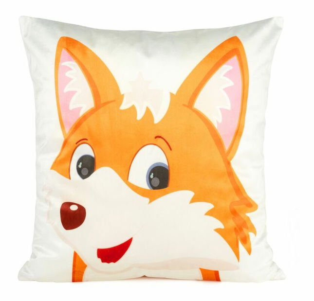 Lenjerie pernă 45x45 cm Kido 2 (alb + portocaliu)