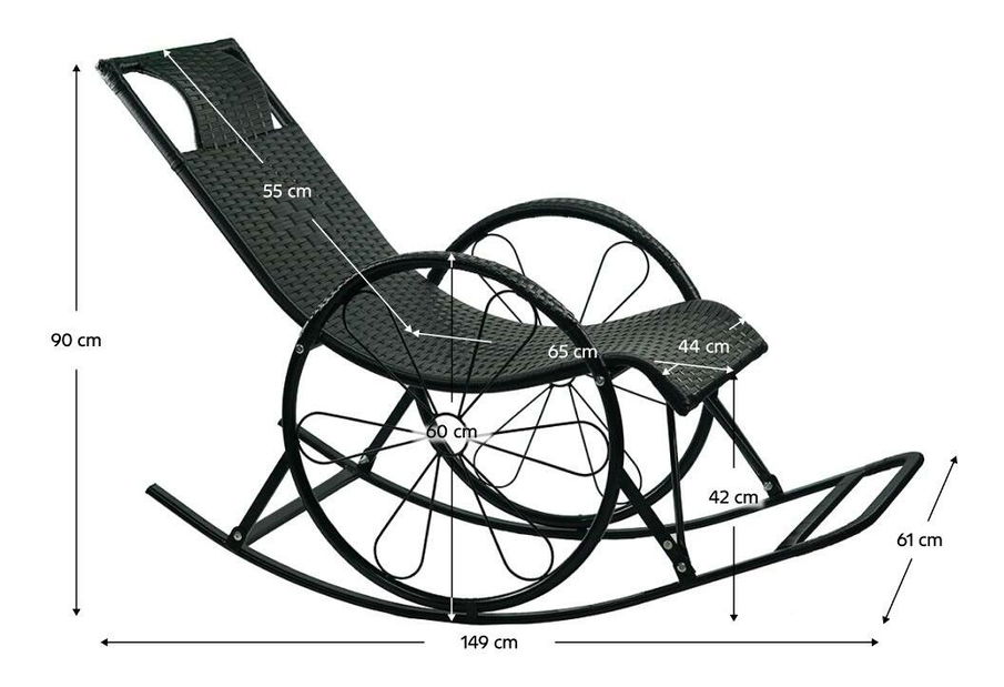 Fotoliu balansoar Rokefeler (ratan + negru)