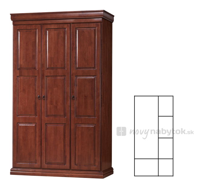 Šatníková skriňa B3D čerešňa antická