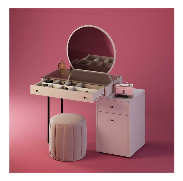 Toaletni stolić Trinity 3 (bijela) (s ogledalom)