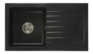 Kuchynský drez Lemmion (čierna + textúra) (s 2 otvormi pre batériu) (P)