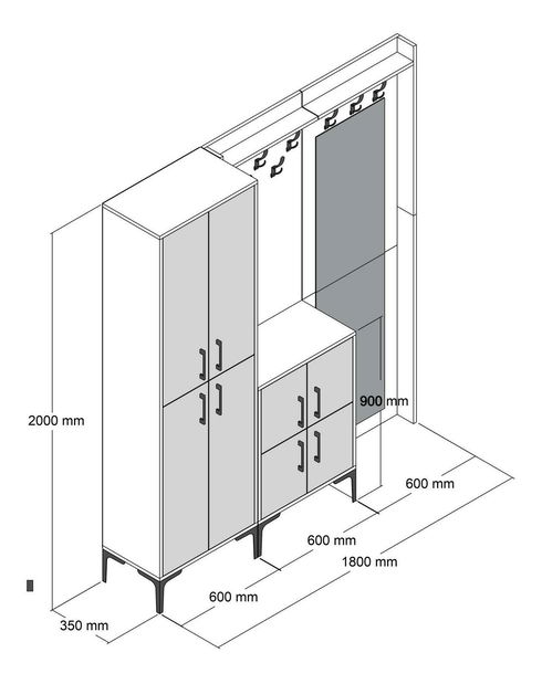 Mobilier hol Betina ABC (Alb + Nuc)
