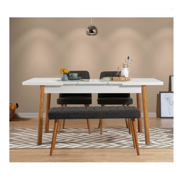 Set mobilier sufragerie Vlasta 4 (pin atlantic + alb + antracit) (pentru 4 persoane)