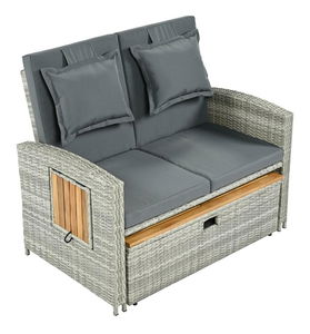 Canapea de grădină Mory (gri + natural)