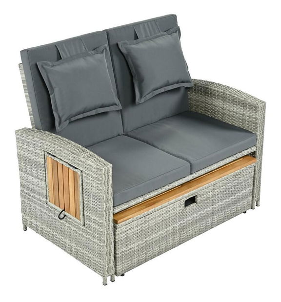 Vrtna sofa Mory (siva + prirodna)