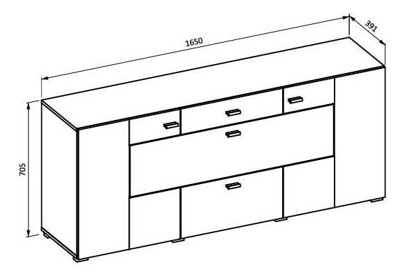 Komoda Cobie Typ 26 (crna + hrast wotan)