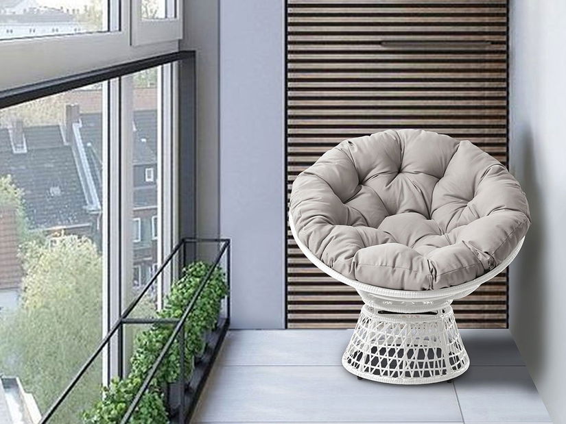 Fotoliu rotativ de grădină Arliss (cadru) (Alb + Gri)