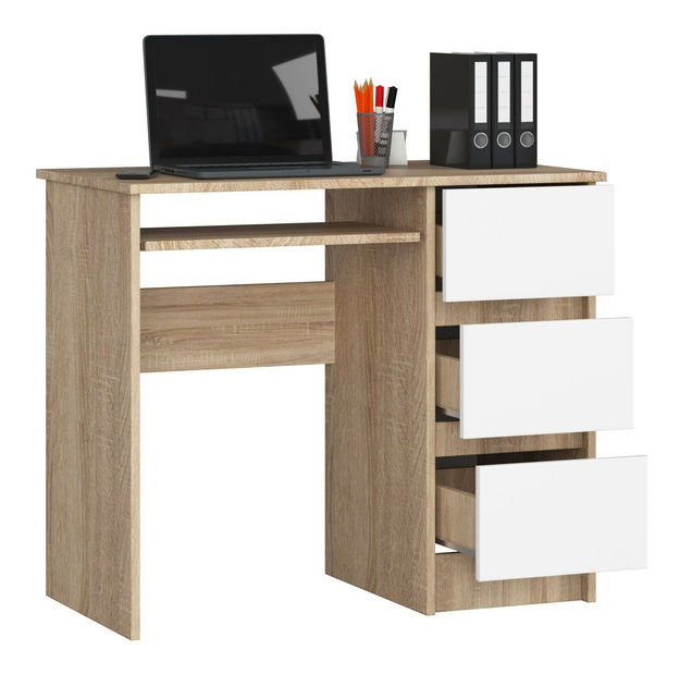 Masă PC Benicio (stejar sonoma + alb) (D)