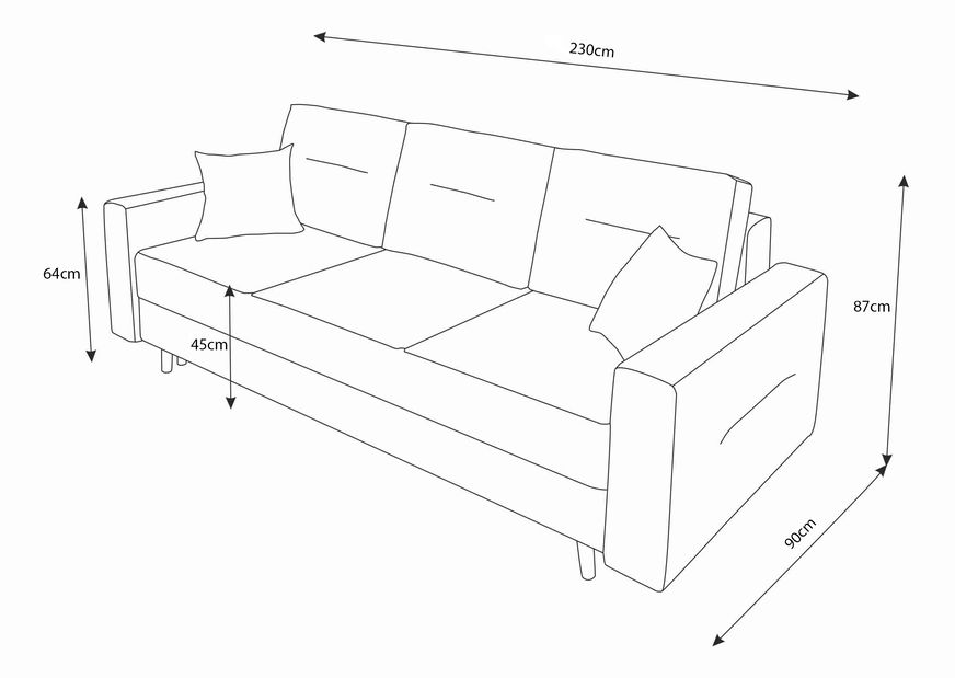 Canapea extensibilă Bergenia (gri + Perne gri)