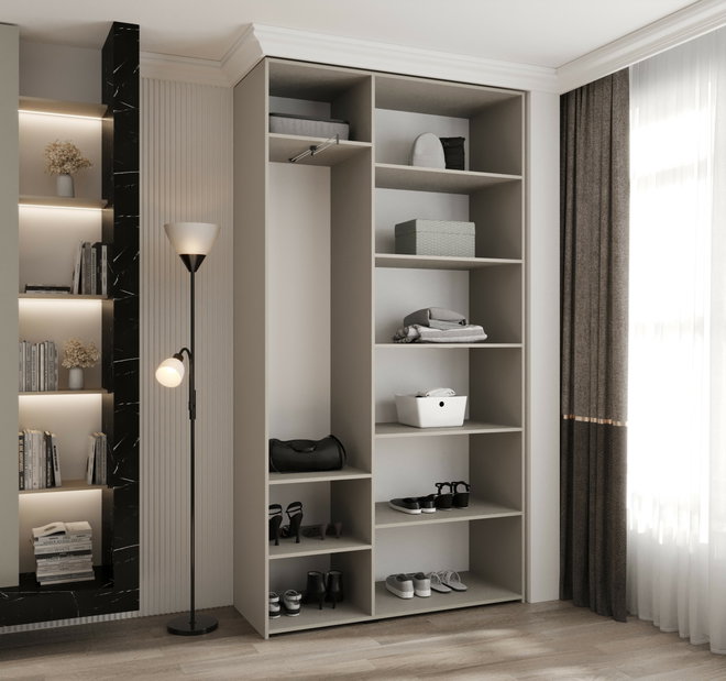 Šatníková skriňa 130 cm Carmela 40-1 (biela + čierna)