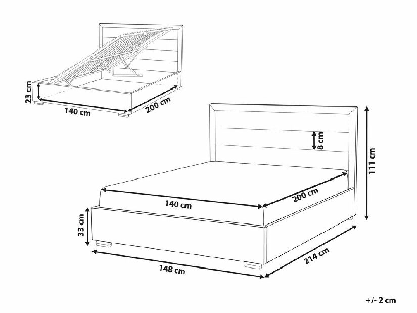 Manželská posteľ 140 cm Ruthine (oranžová) (s roštom a úložným priestorom)