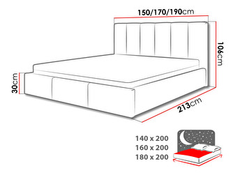 Manželská posteľ 180 cm Werner (hnedosivá) (s roštom a úl. priestorom)