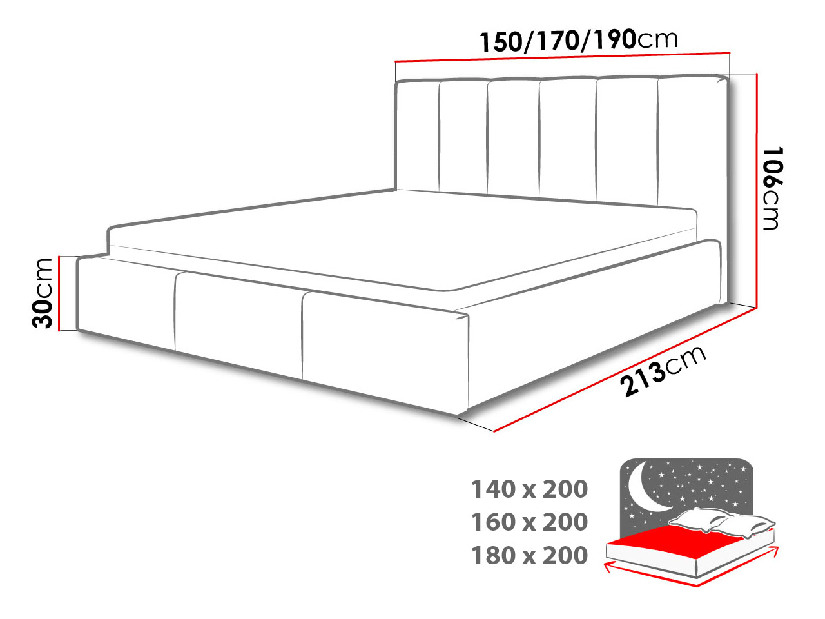 Manželská posteľ 180 cm Werner (hnedosivá) (s roštom a úl. priestorom)