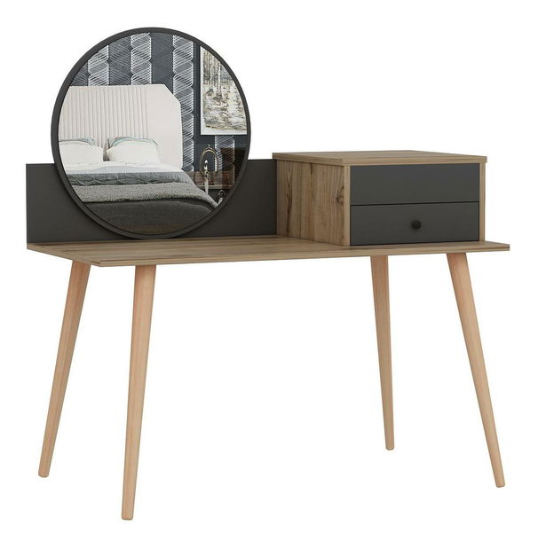 Toaletni stolić Angelio (antracit + orah)