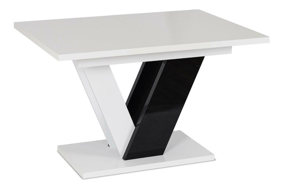 Blagovaonski stol na razvlačenje Comentado (bijeli sjaj + crni sjaj) (za 4 do 6 osoba)