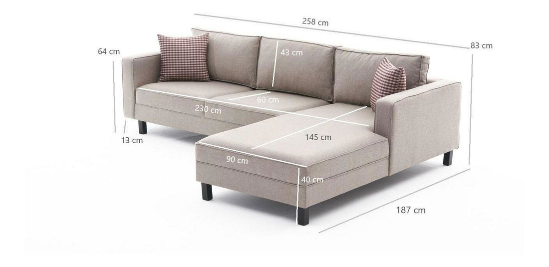 Sarokkanapé Kalen 1 (J) (krém)