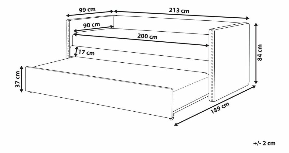 Egyszemélyes ágy 80 cm Clinton Bonell (bézs) (ágyráccsal és matraccal, tárolóhely nélkül)