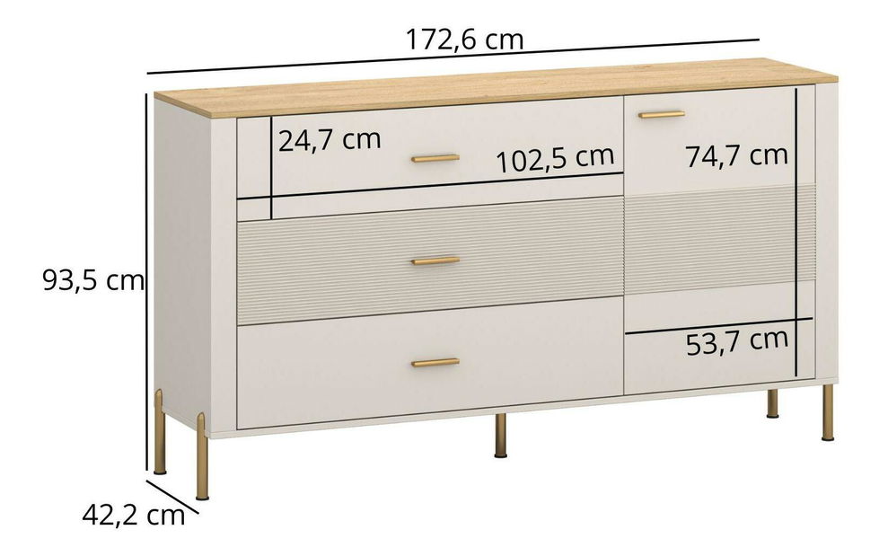 Komoda Reiteradas 1 (kašmir + kameni hrast) 