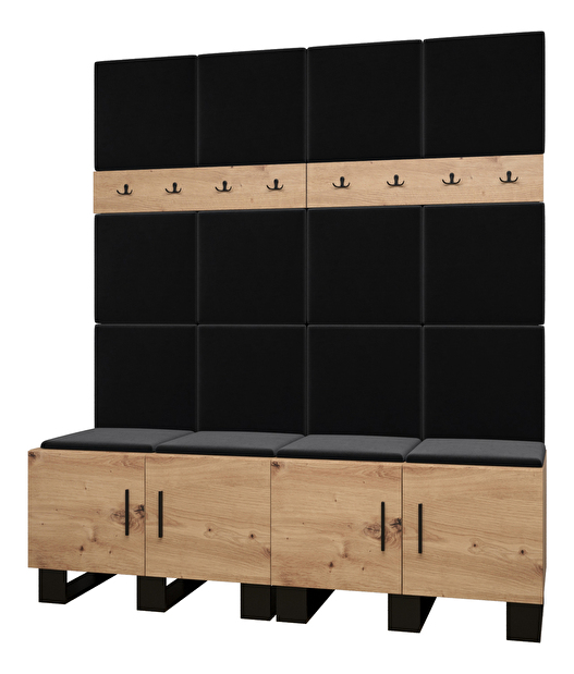 Set mobilier pentru hol Amanda 3 (Stejar artisan + Negru)