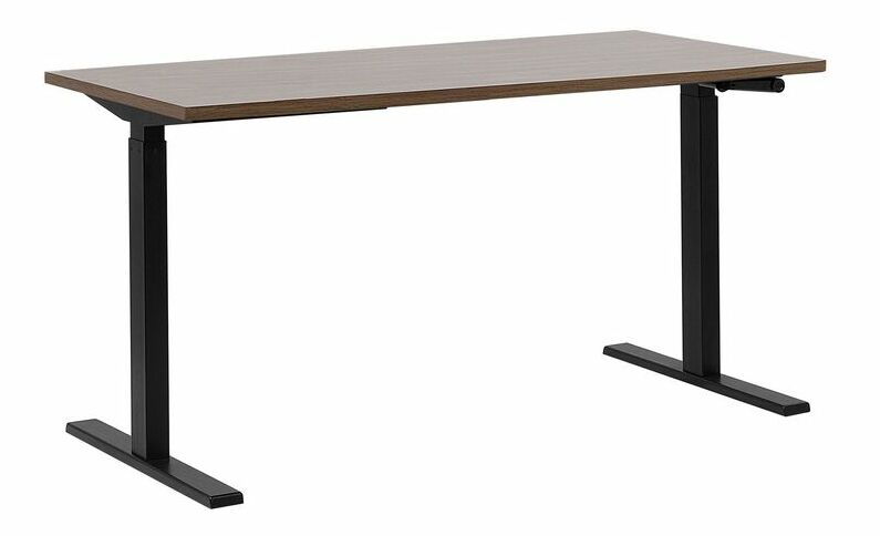 Písací stôl UPPER II (160 x 72 cm) (MDF) (tmavé drevo) (manuálne nastaviteľný)