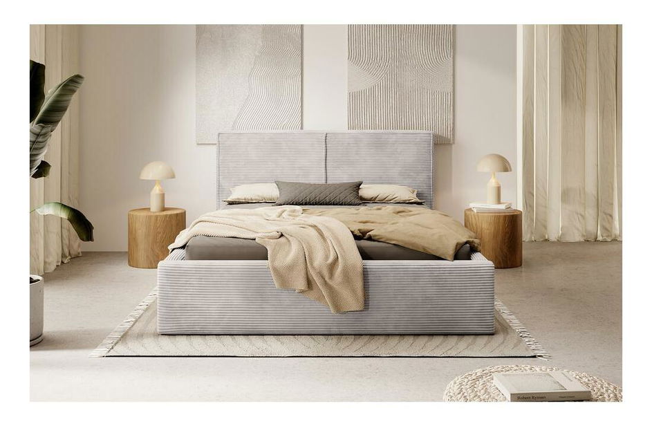 Bračni krevet 160 cm Fatime (s podnicom) (s prostorom za odlaganje) (tamnobež + crna)