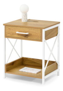 Éjjeliszekrény Torry (tölgy + fehér)