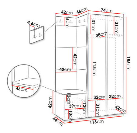 Predsoblje Torro XXIII (bijela + čokolada)