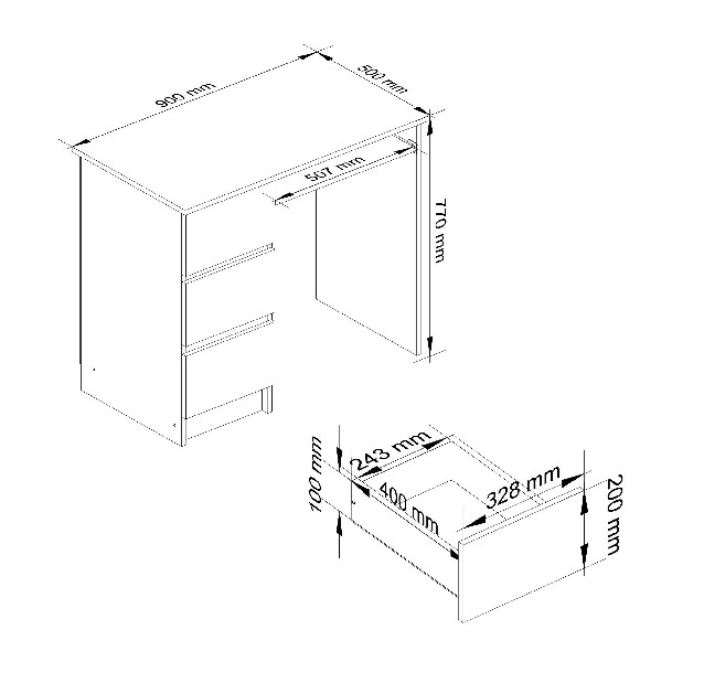 PC asztal Benicio (fehér + wenge) (B)