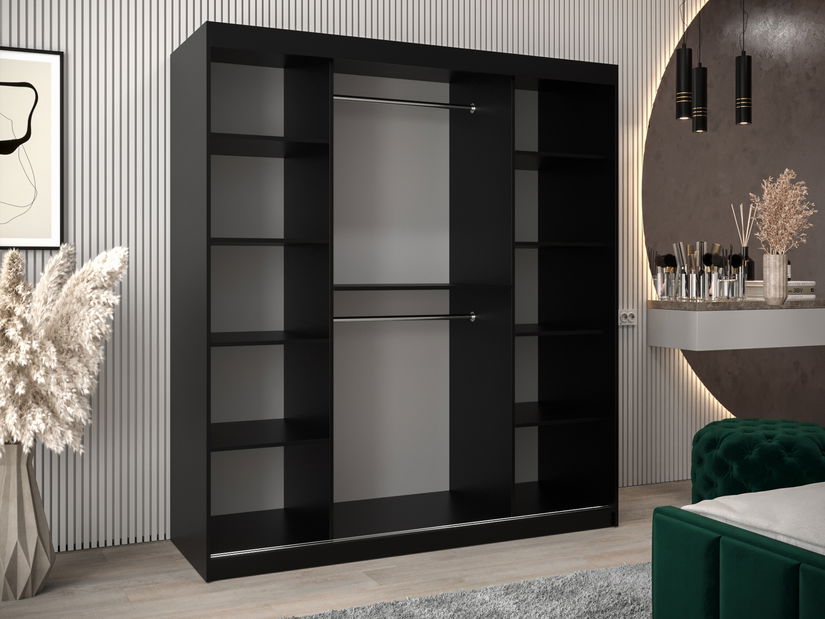 Ormar za garderobu 180 cm Eclipse (crna mat + bijela mat)