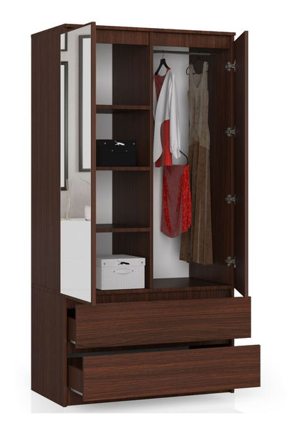 Dulap de haine Safwan II (wenge) (cu oglindă)
