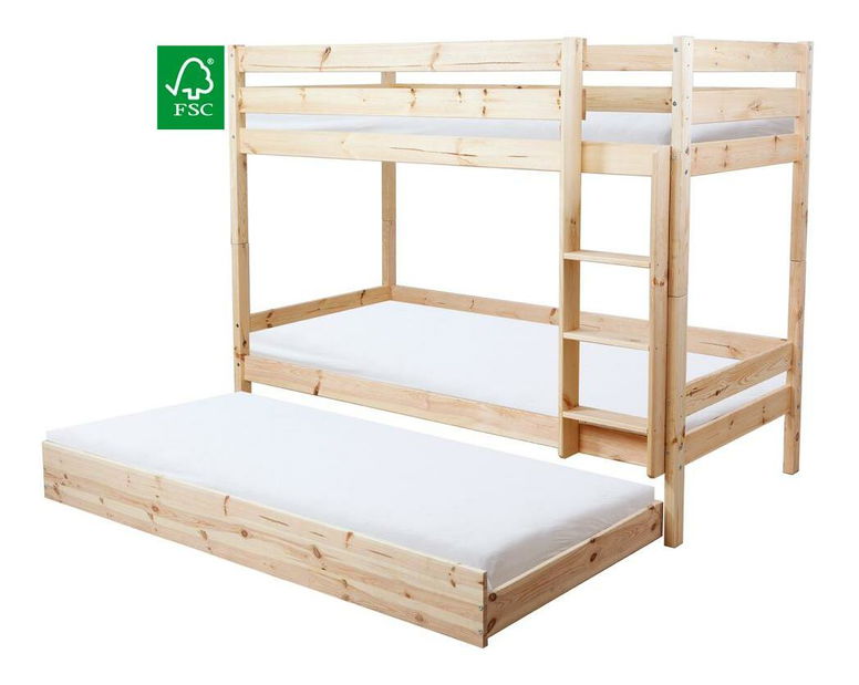 Pat etajat pentru copii 90 cm Braceaba (molid masiv) (cu somieră)