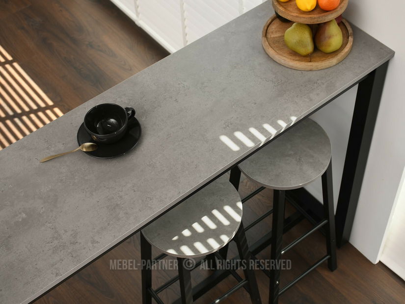 Set masă scaune pentru sufragerie Remma (beton + negru) (pentru 2 persoane)