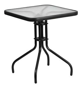Záhradný stôl Fendy (čierna oceľ + tvrdené sklo)