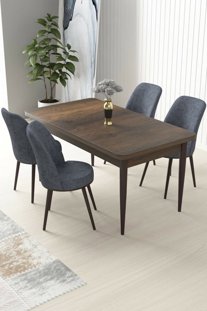 Set dining Nilla 1 (nuc baroc + gri fumuriu) (pentru 4 persoane)