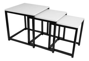 Set 3 buc măsuțe cafea Hustler Typ 3 (alb mat + negru)