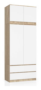 Dulap de haine Submarino (stejar sonoma + alb) (cu suprastructură)