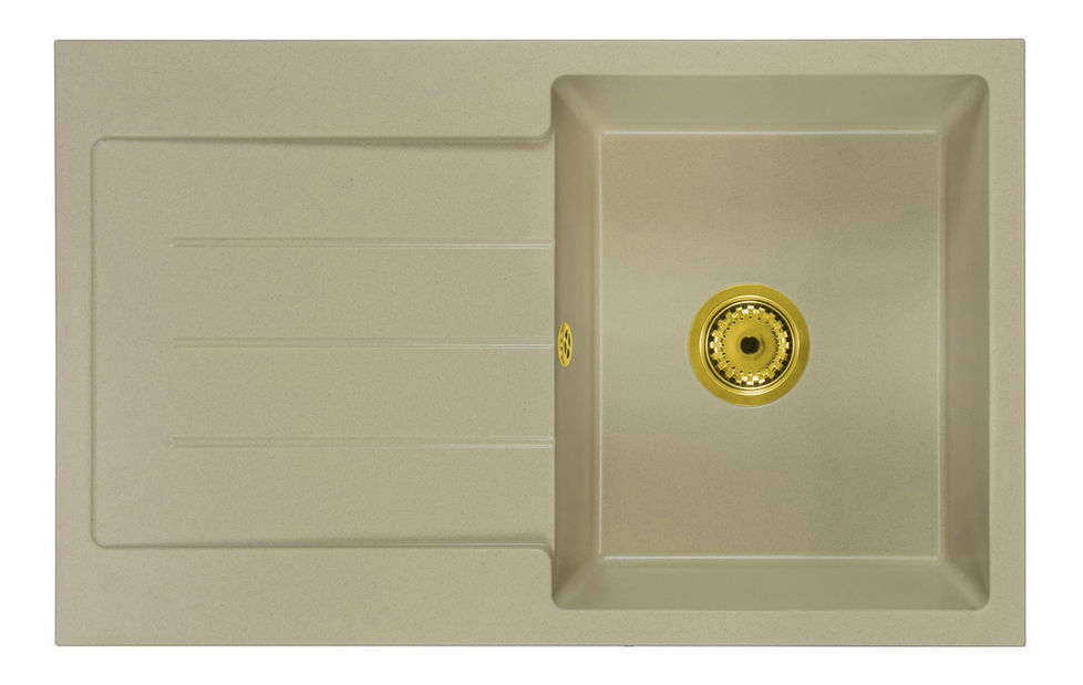 Chiuvetă de bucătărie Ruxom (bej) (cu 2 orificii pentru robinet) (S)