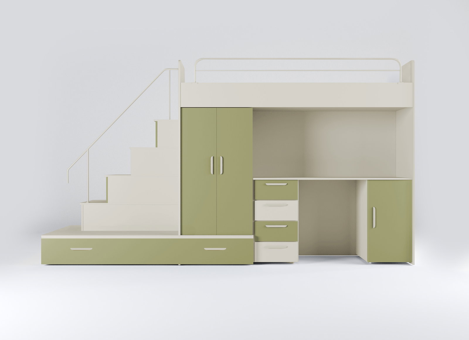 Dječji krevet Ruby V (kašmir + maslinasto zelena) (s podnicom)